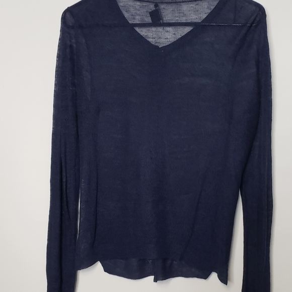 Theory Linen Viscose Lightweight Cardigan Navy Blue Button Up Women's Sz… - Picture 5 of 13